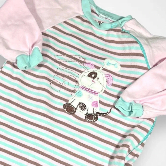 4/$20 Pekkle  Striped Dog Print Sleeper/Footie - Picture 2 of 4